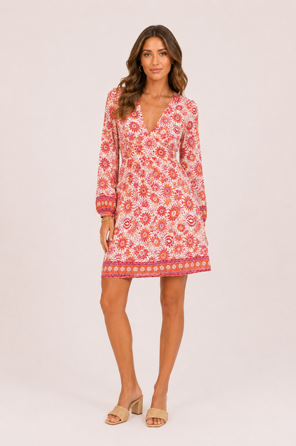 Paisley dress pink/orange