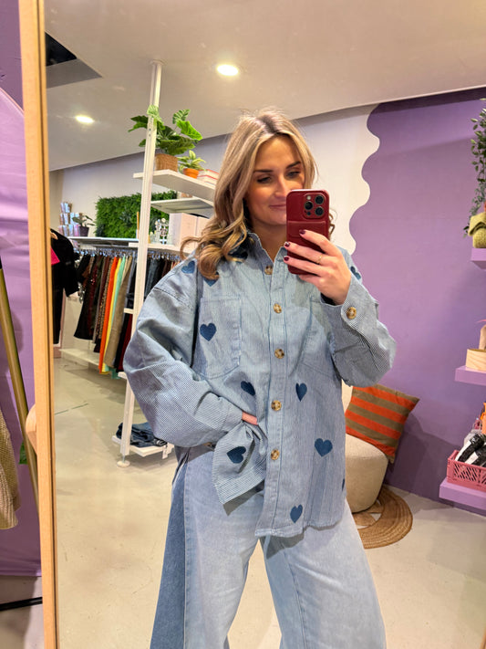 Streepjes blouse met hartjes