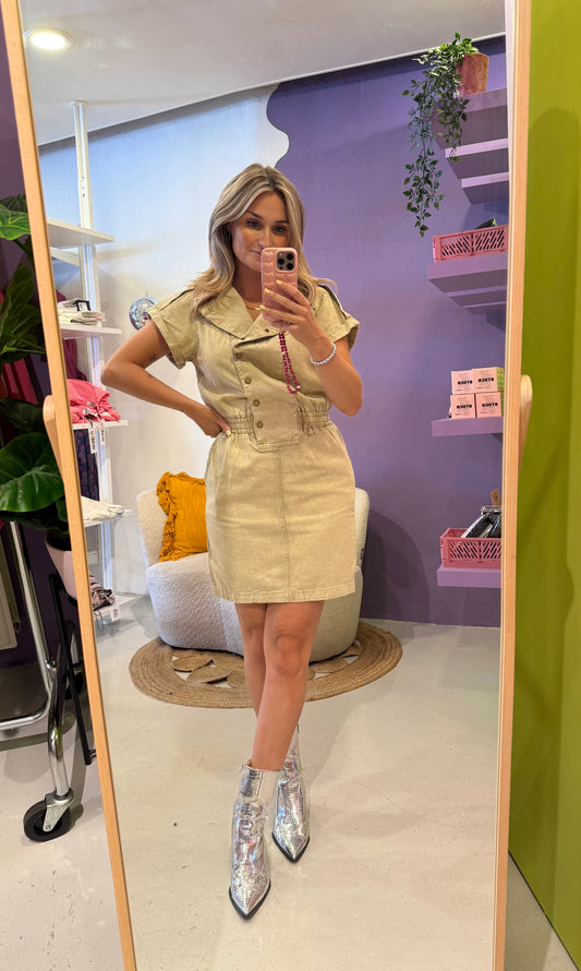 Denim dress washed sand