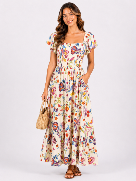 Maxi jurk multi bloom