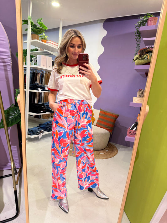 Floral print wide leg pant