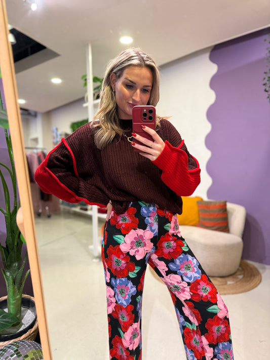 Zalika knit sweater wine red/bright red