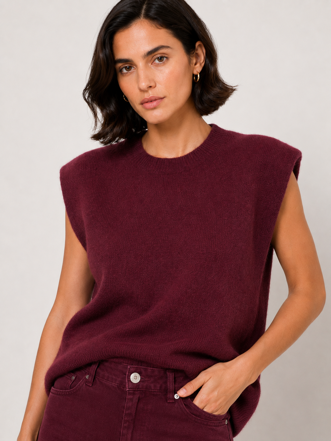 Bordeaux gebreide gilet