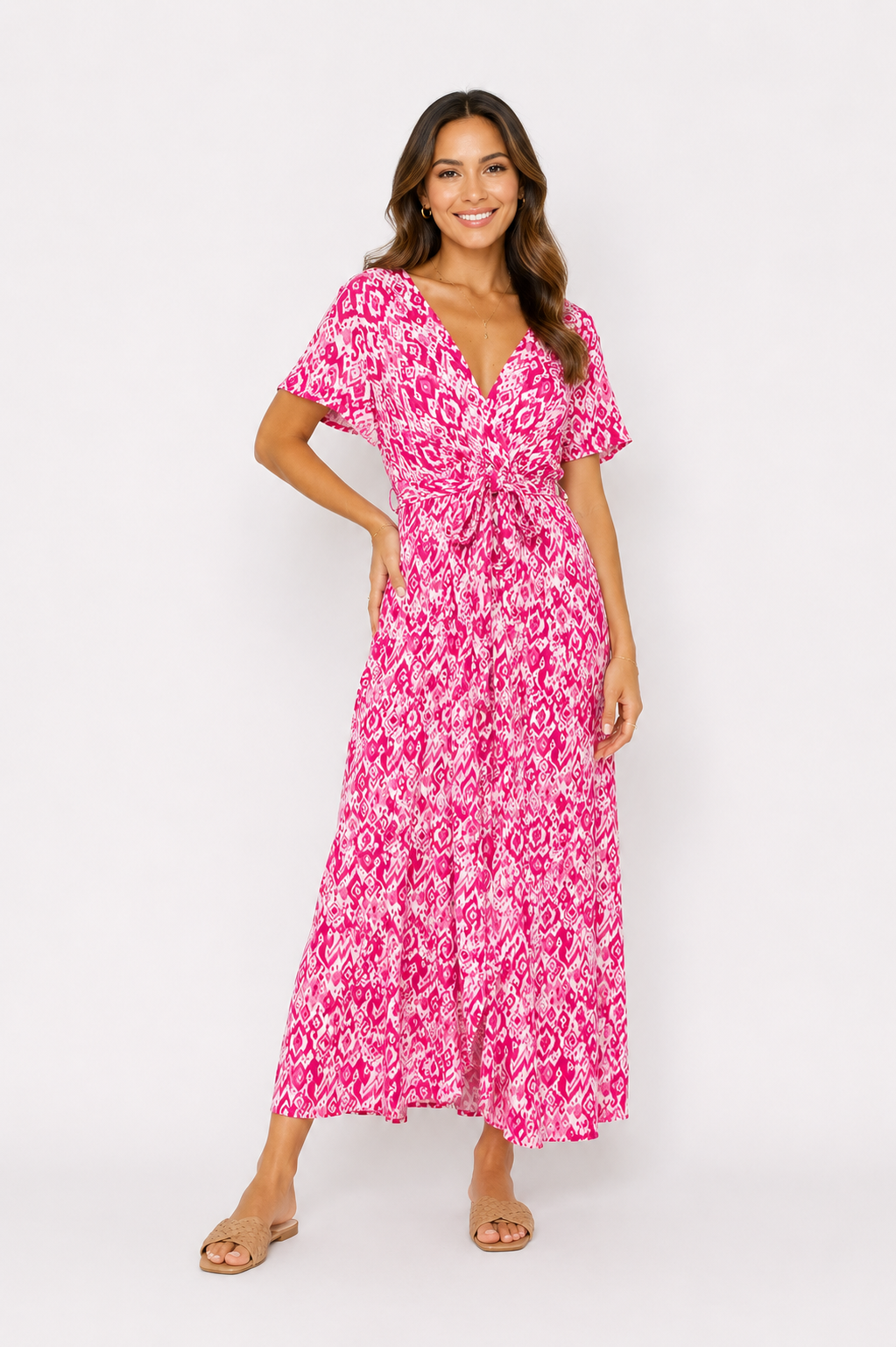 Maxi dress pink print