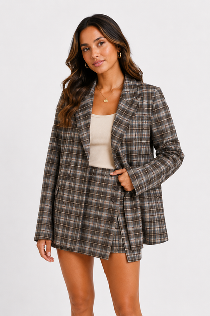 Blazer Novalee Brown/blue check