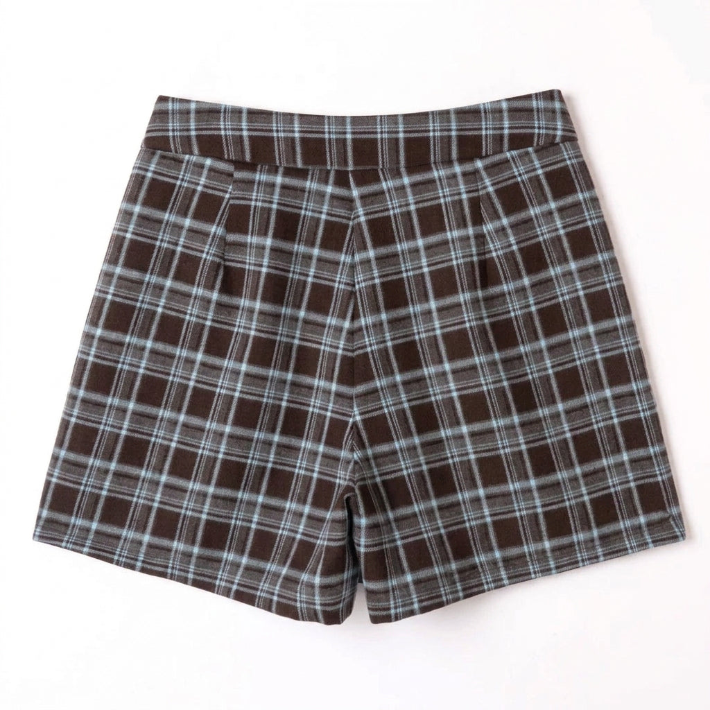 Geruite skort bruin/blauw