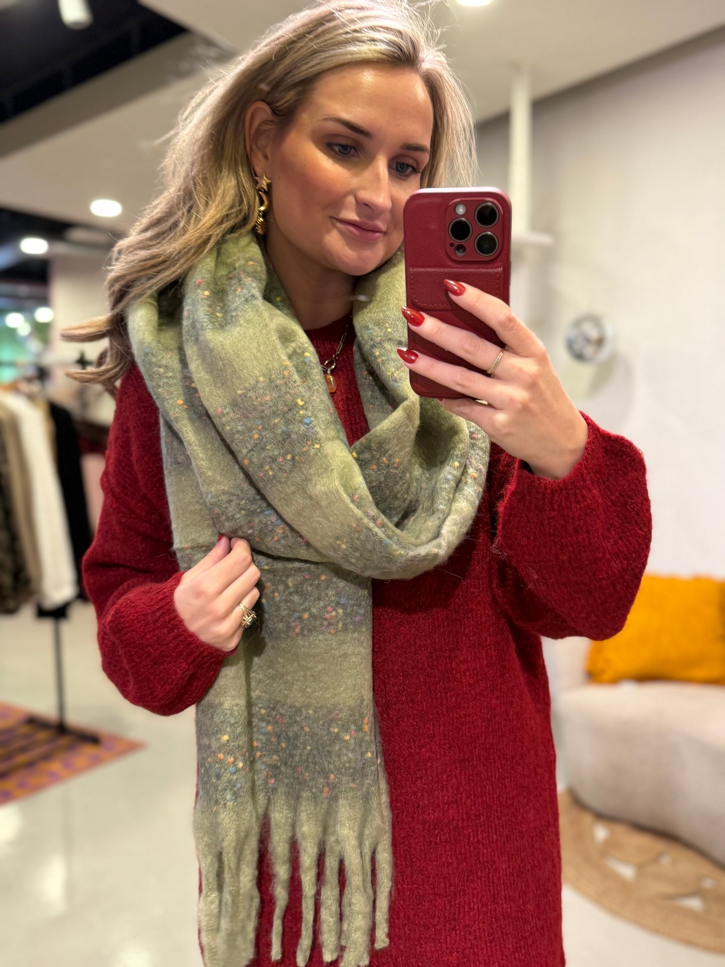 Sjaal groen confetti