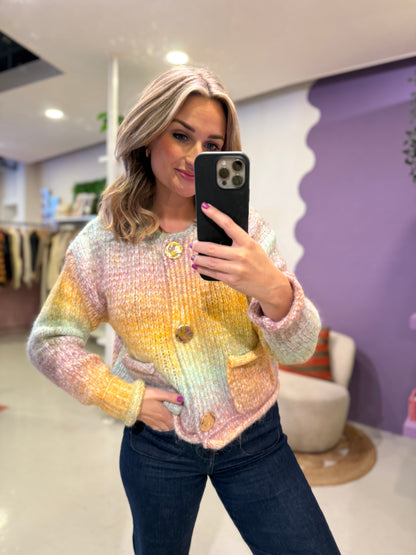 Multicolor vest gouden knopen