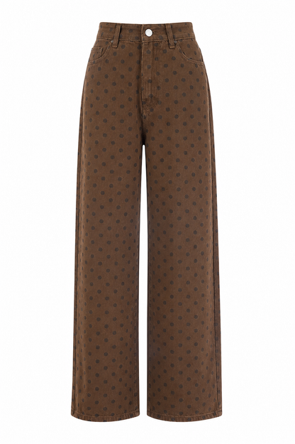 Bruine polkadot jeans