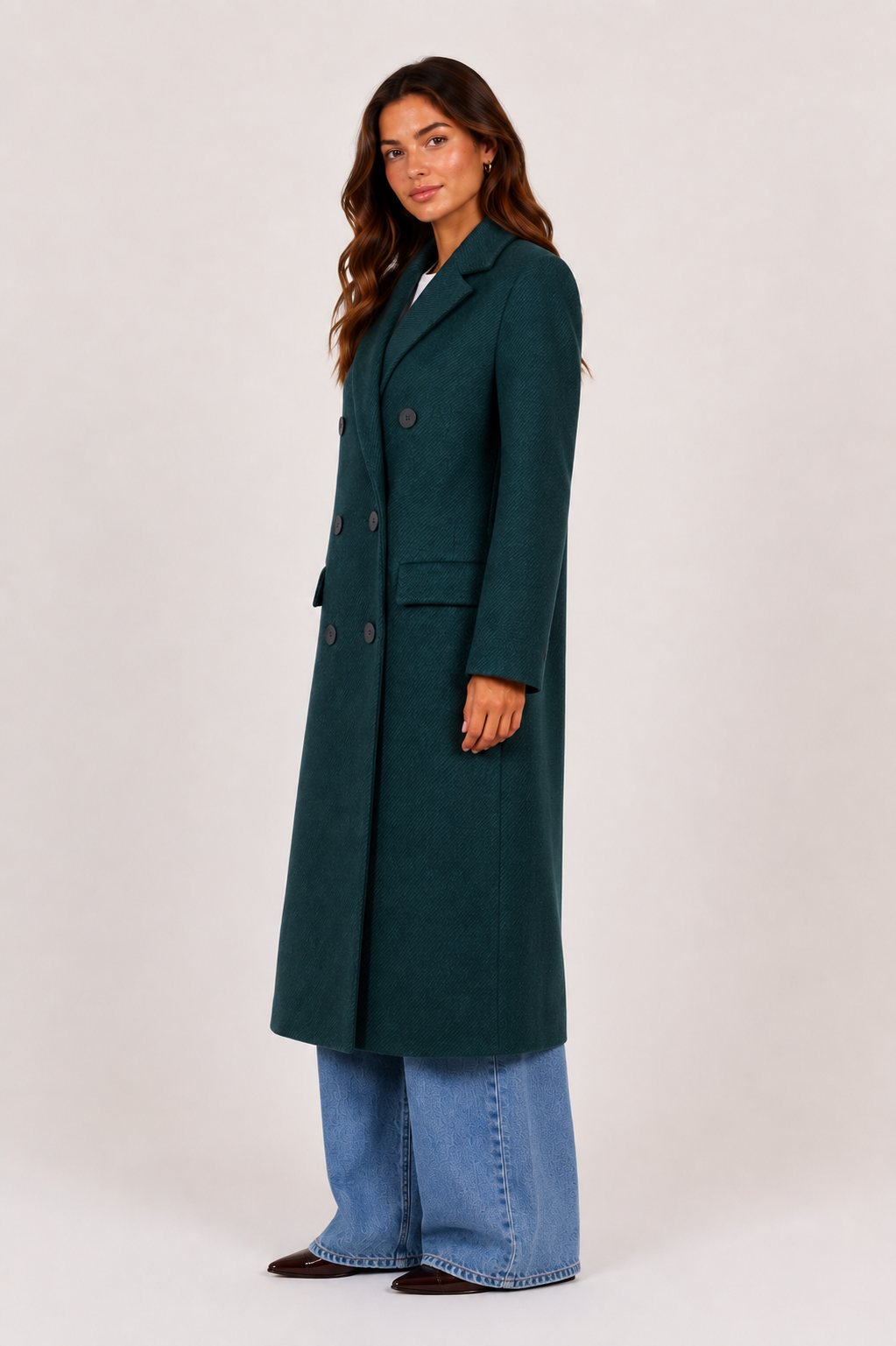 Lange mantel emerald groen