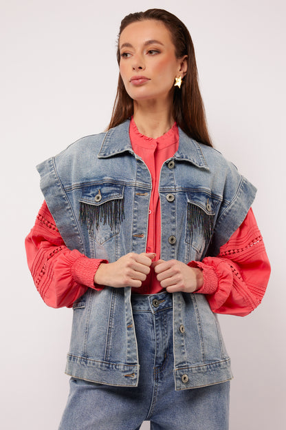 Meghan gilet mid denim blue