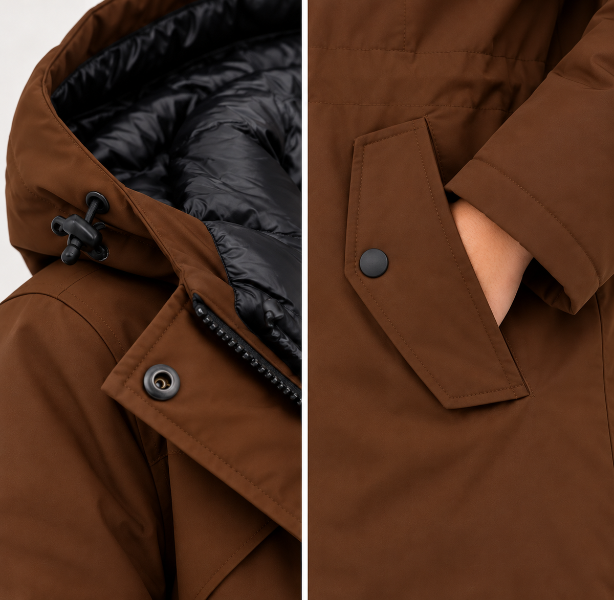 Bruine parka winterjas met capuchon