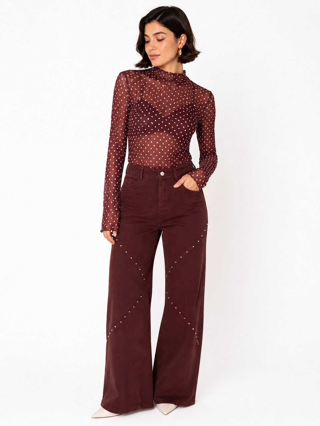 Bordeaux studs jeans
