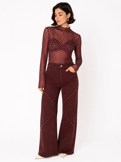 Bordeaux studs jeans
