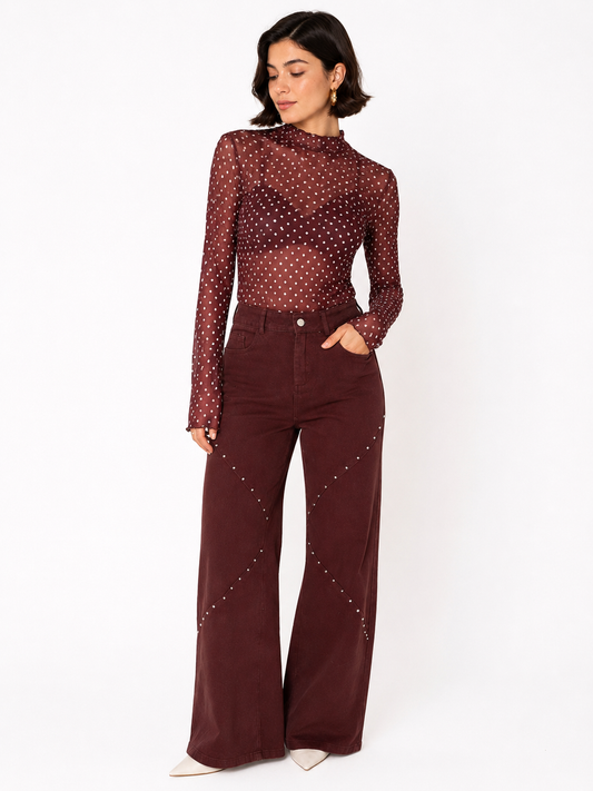 Bordeaux studs jeans