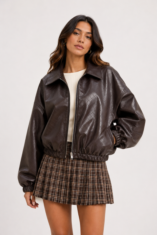 Bruine pu bomberjacket