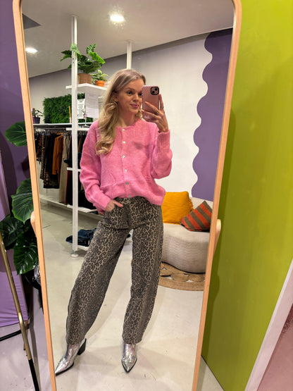 Barrel jeans leopard