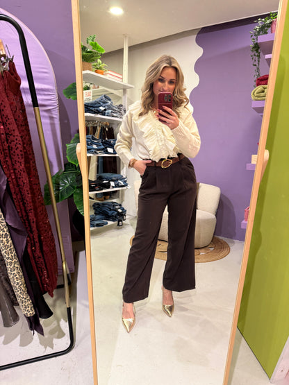 Pantalon bruin met riem