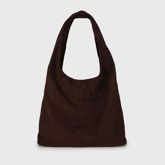 Tote bag suede look coffee brown