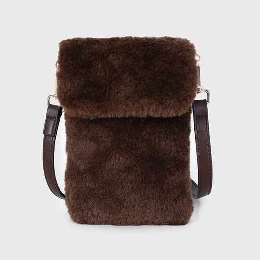 Fluffy tasje teddy brown