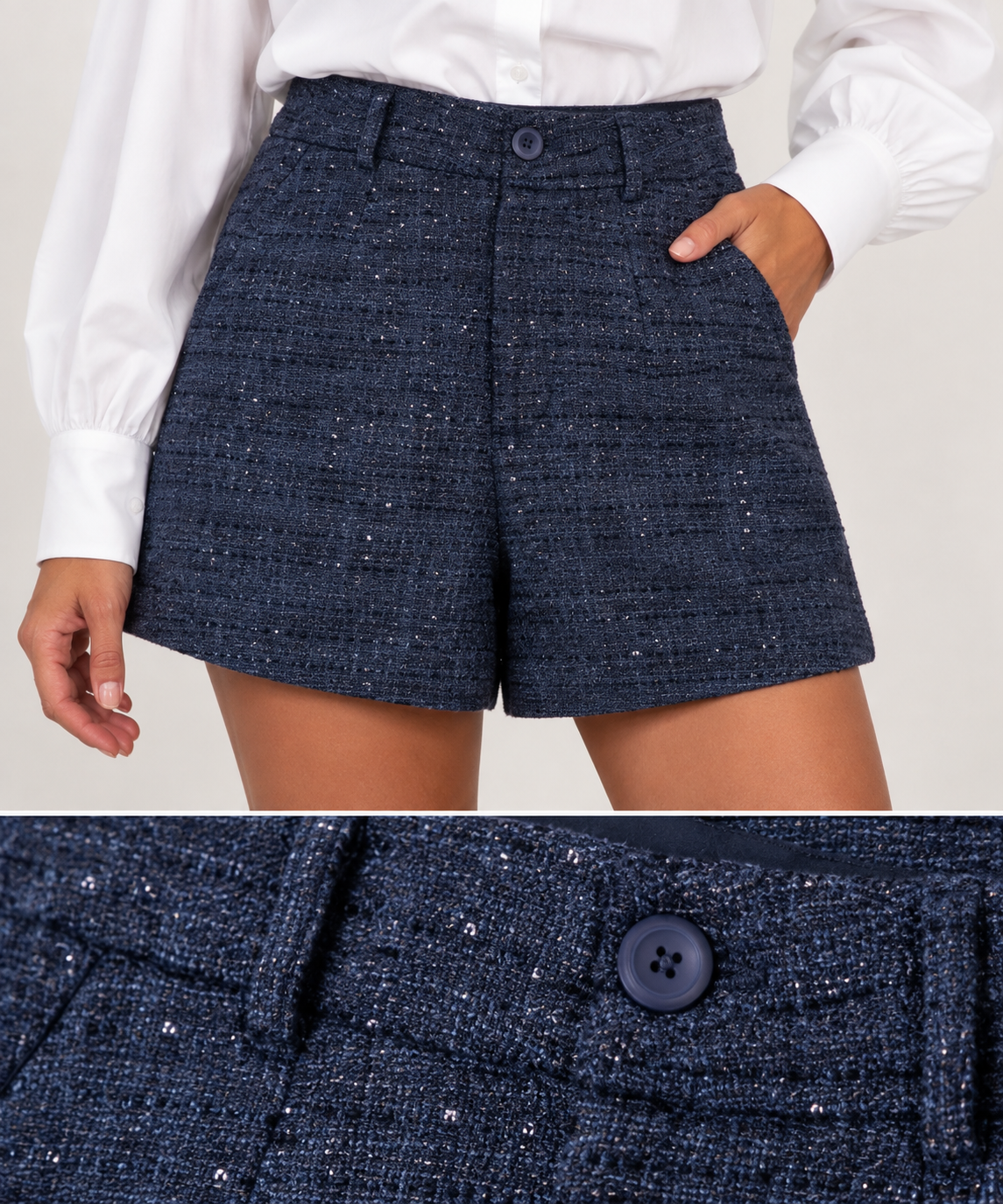 Blauwe short met lurex
