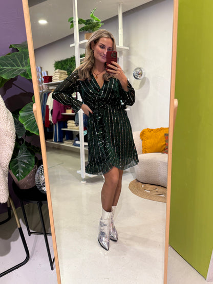 Jurk glitter overlag groen
