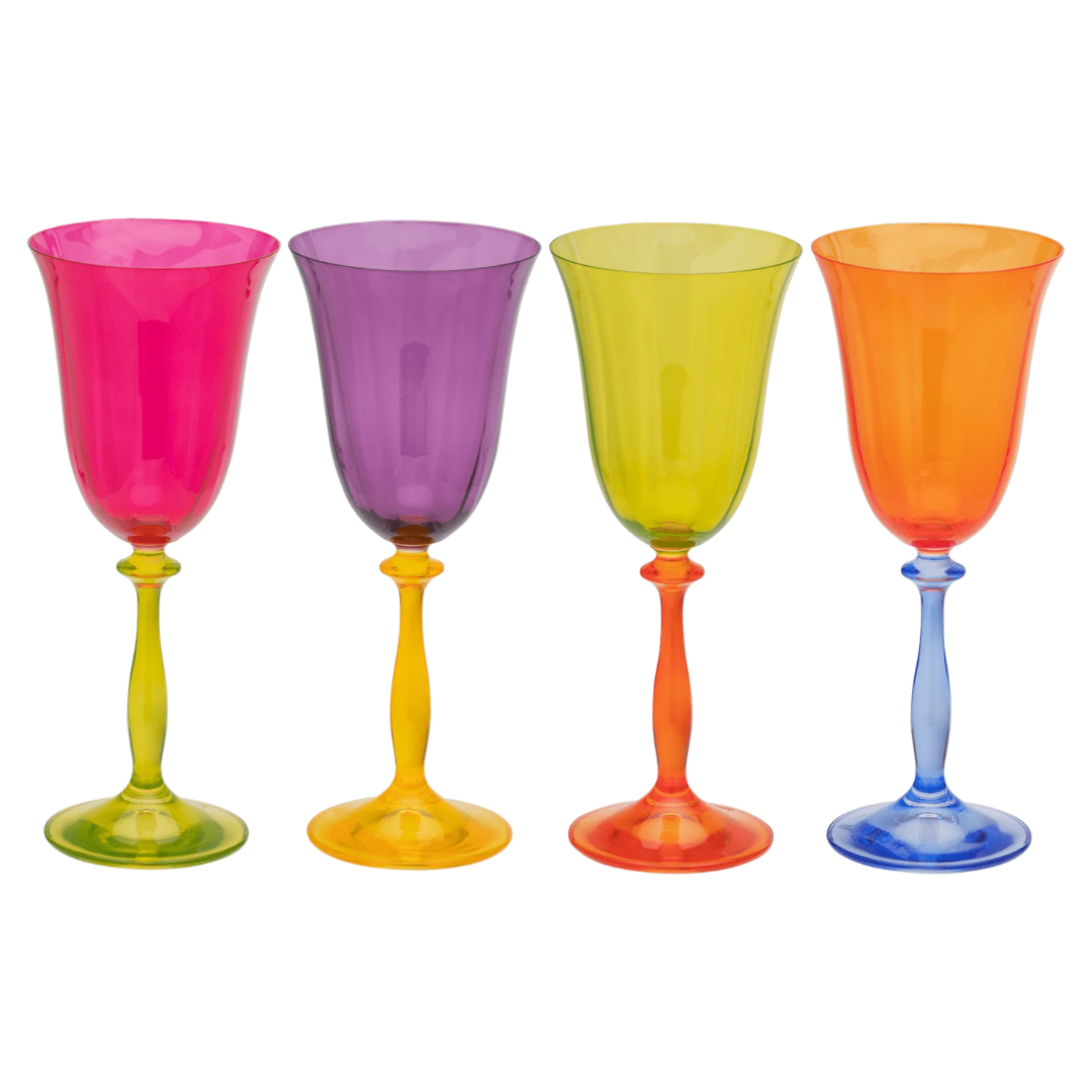 Multicoloured Wine Glazen set van 4