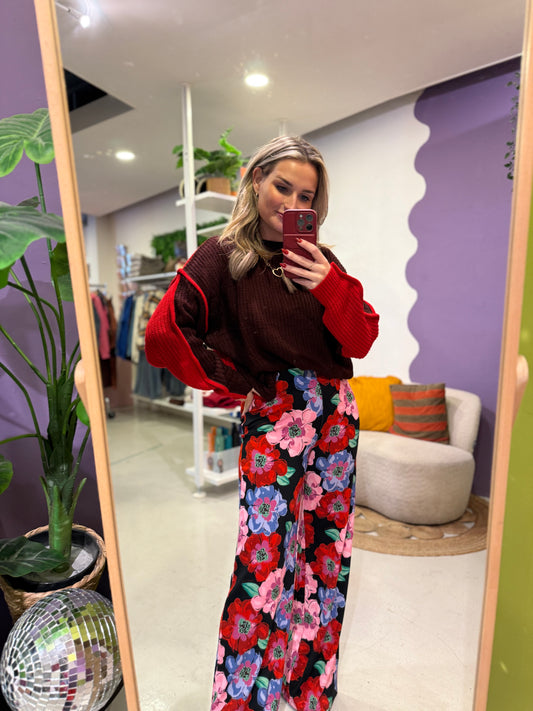 Zalika knit sweater wine red/bright red