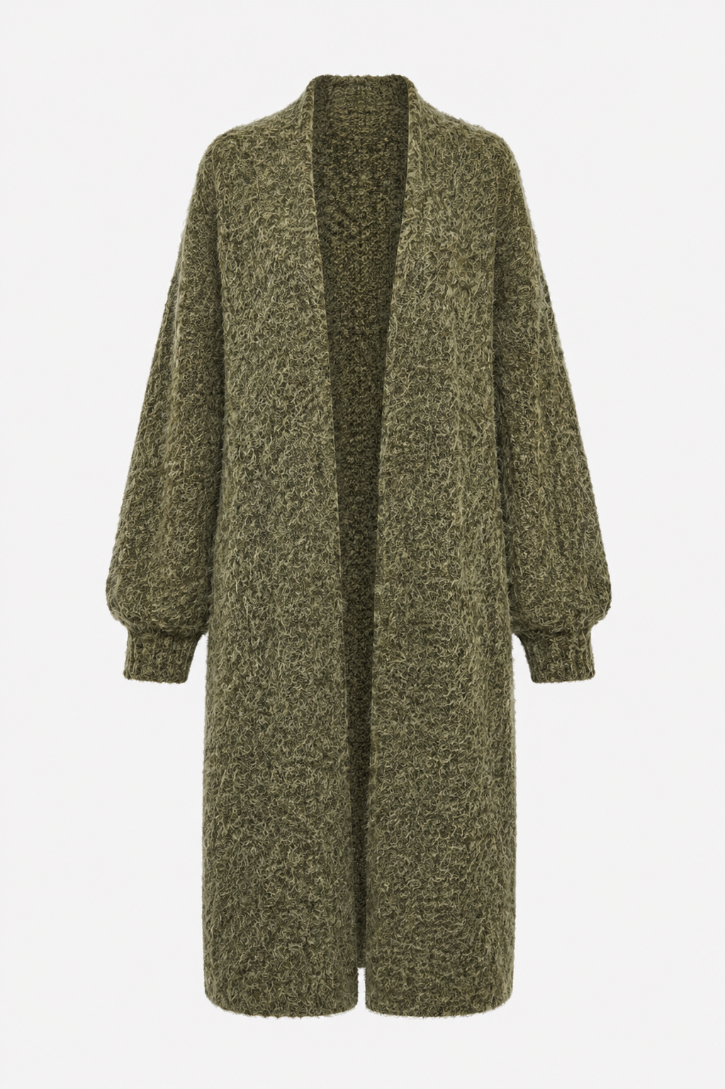 Lang fluffy vest khaki groen