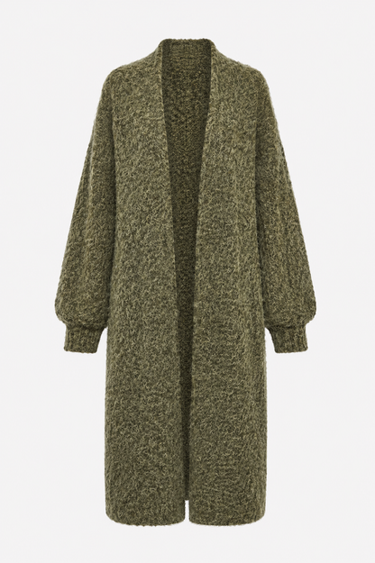 Lang fluffy vest khaki groen