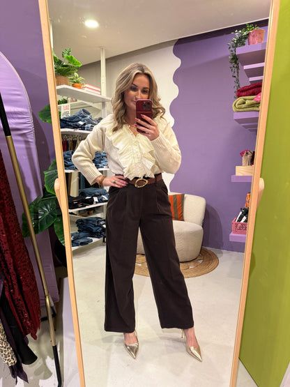 Pantalon bruin met riem
