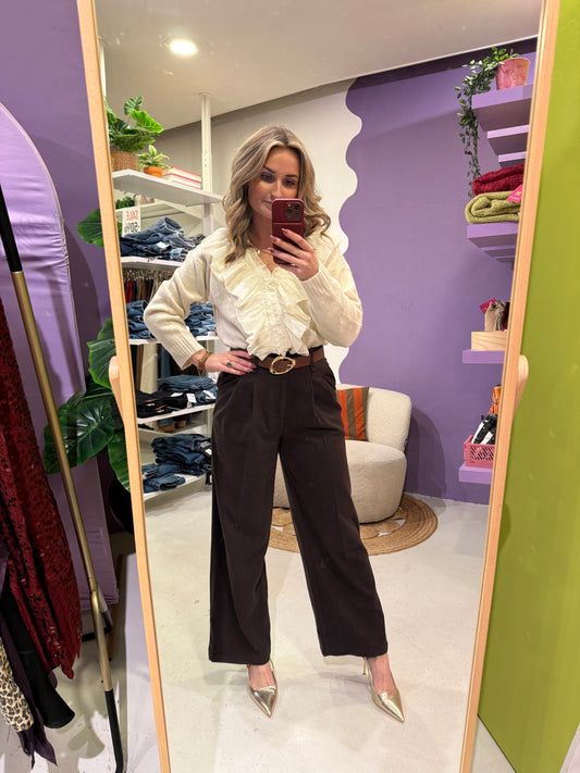 Pantalon bruin met riem