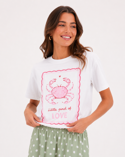 Crab tee pink/white