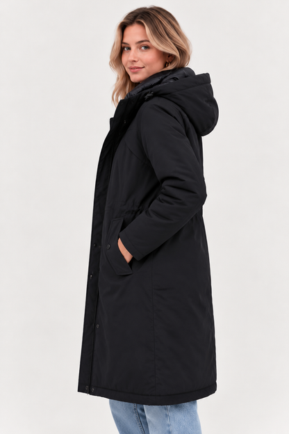 Zwarte parka winterjas met capuchon