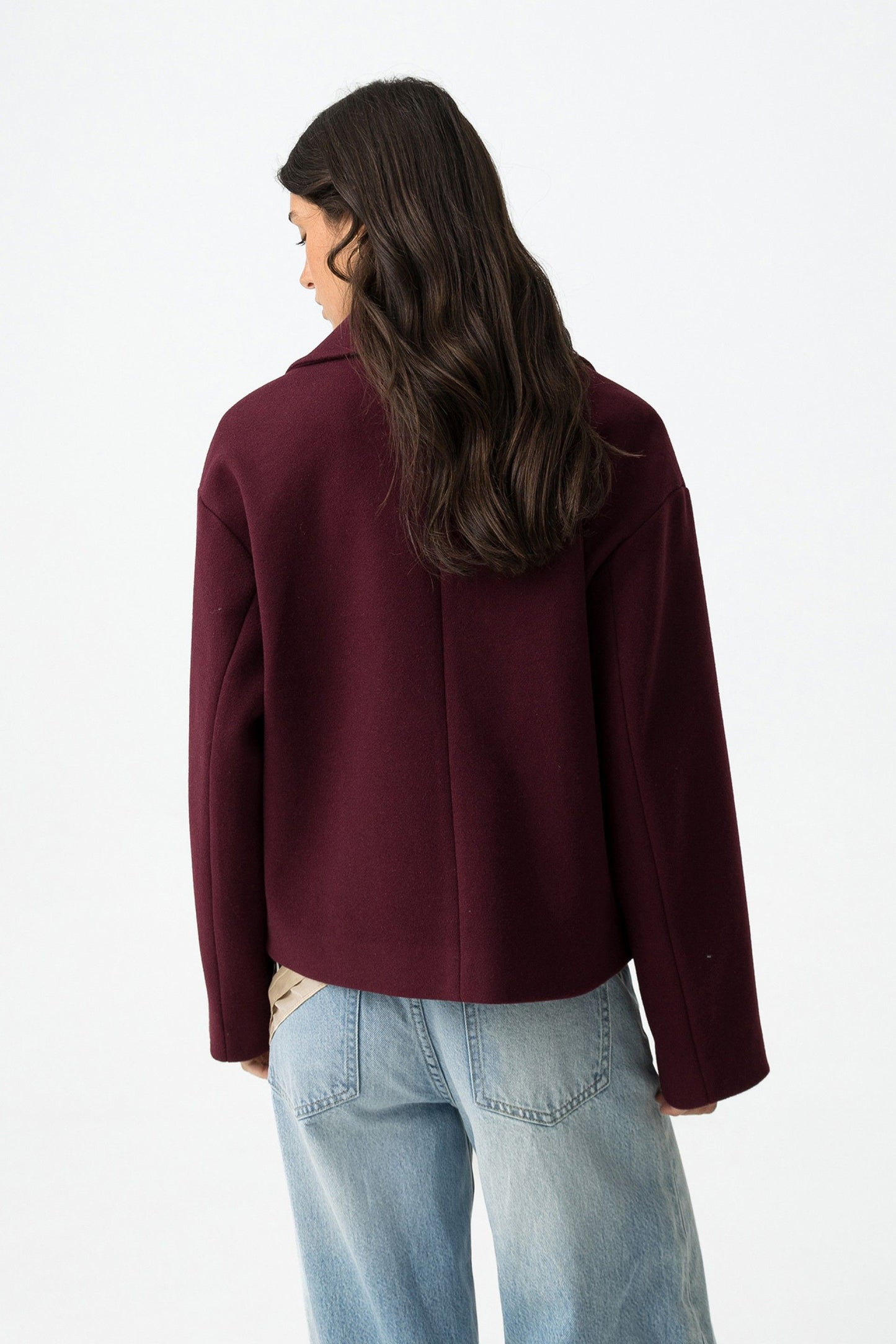 Korte mantel jas bordeaux rood