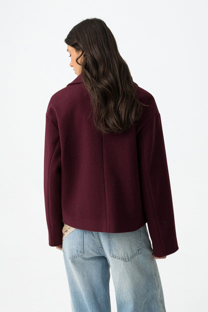 Korte mantel jas bordeaux rood