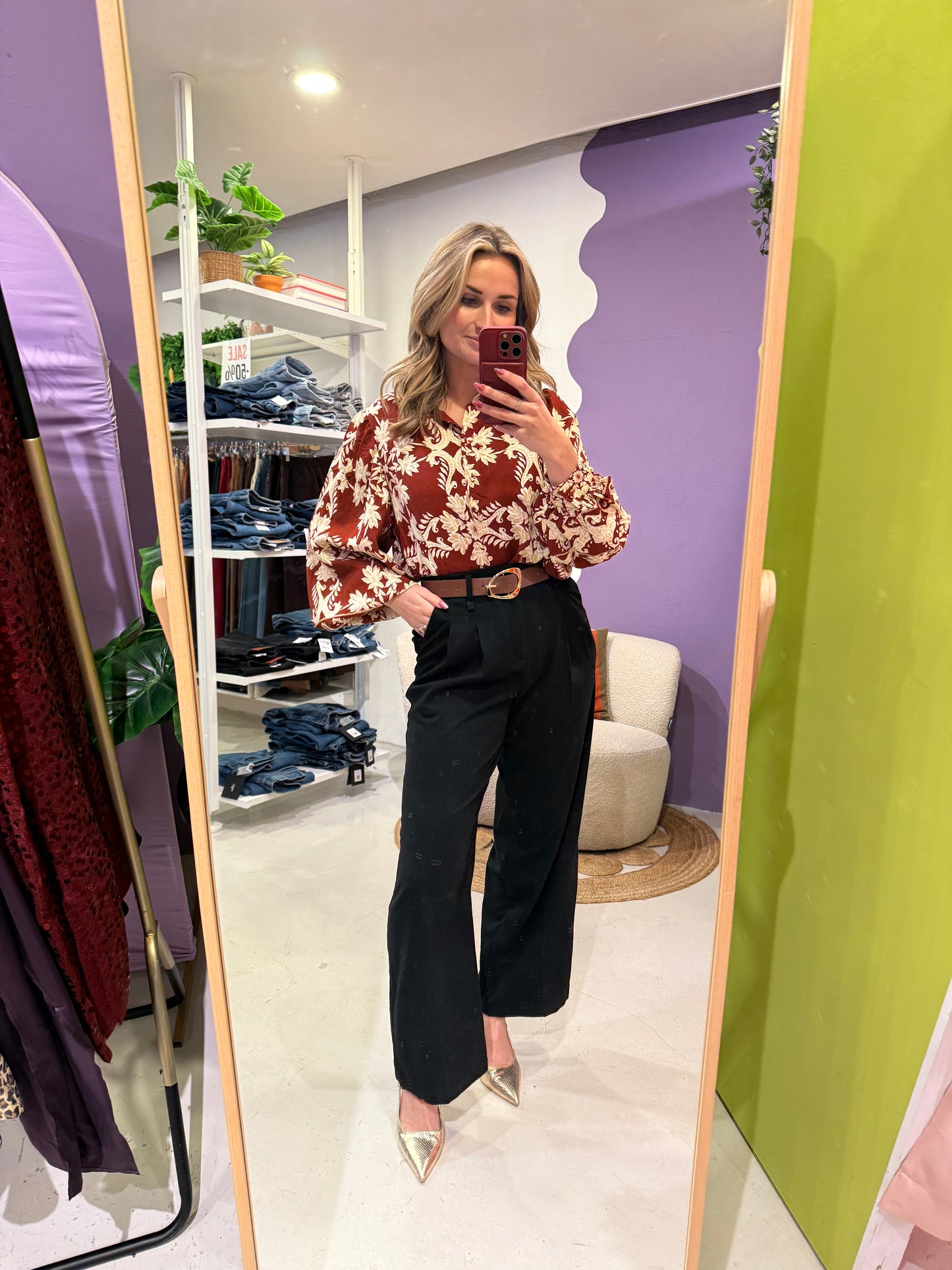 Pantalon zwart met riem