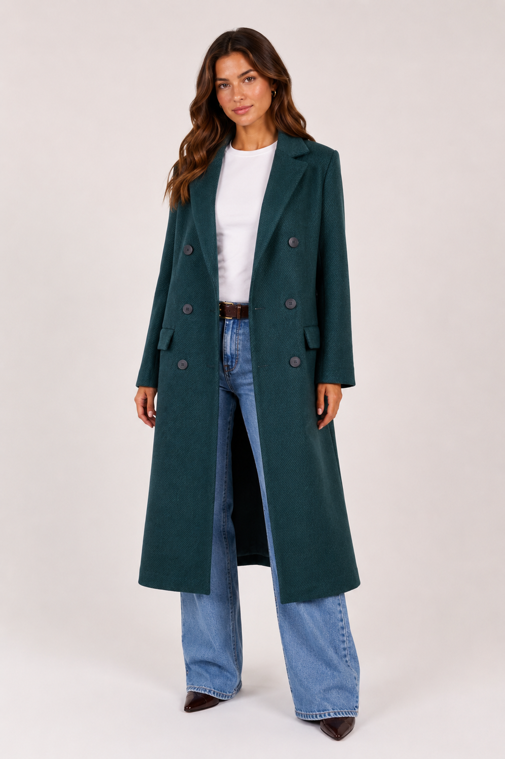 Lange mantel emerald groen