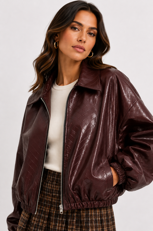 Bordeaux pu bomberjacket