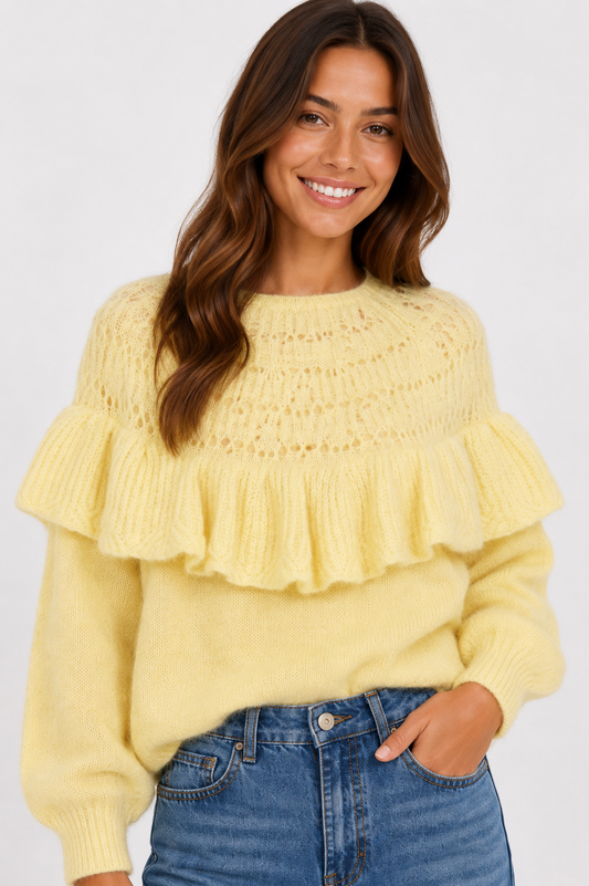 Gele trui met ruffle