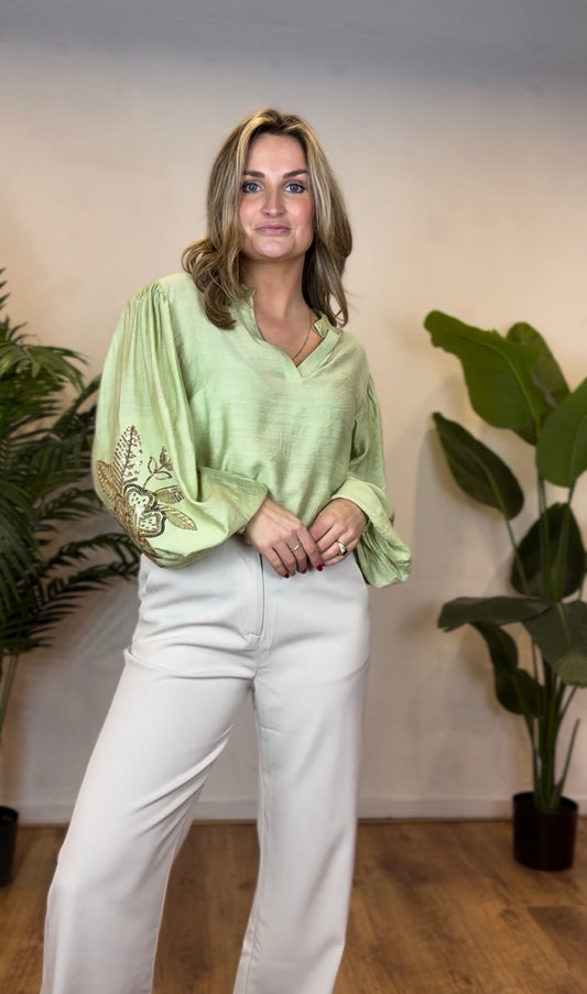 Blouse rose soft green