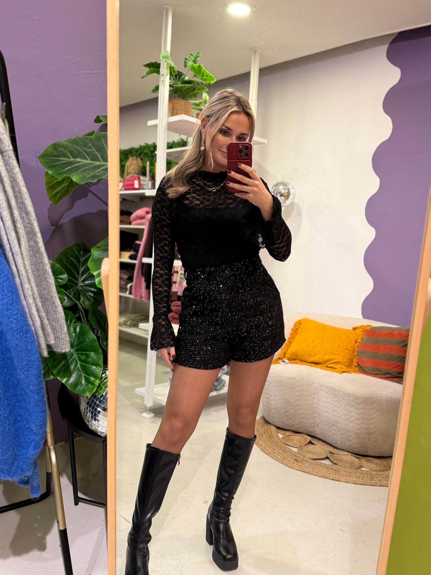 Kanten top met ruffle details