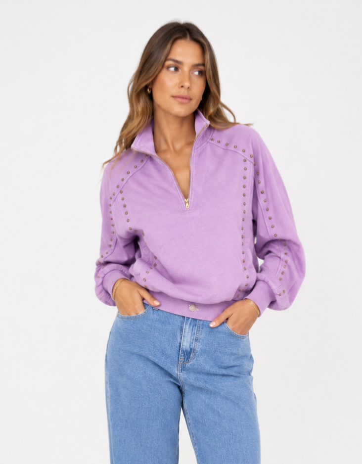 Lila sweater met rits