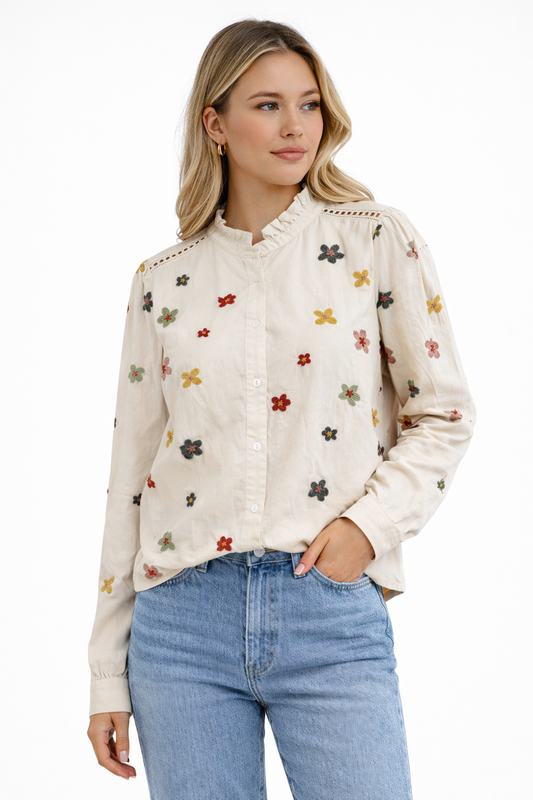 Blouse met geborduurde bloemen