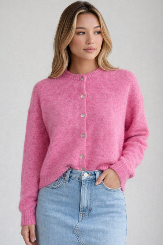 Vest roze met knoopjes