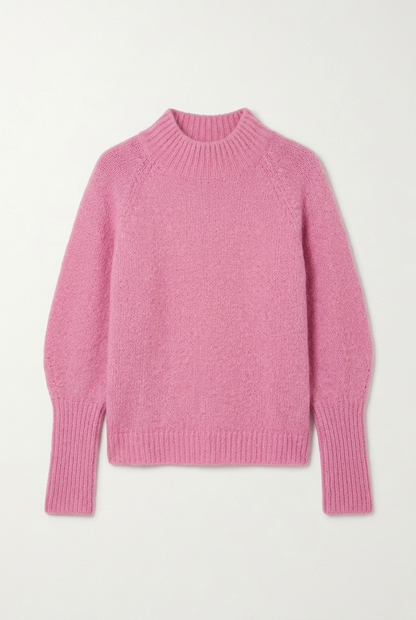 Roze trui met glitter en pofmouw