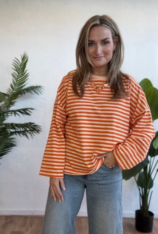 Longsleeve streep oranje
