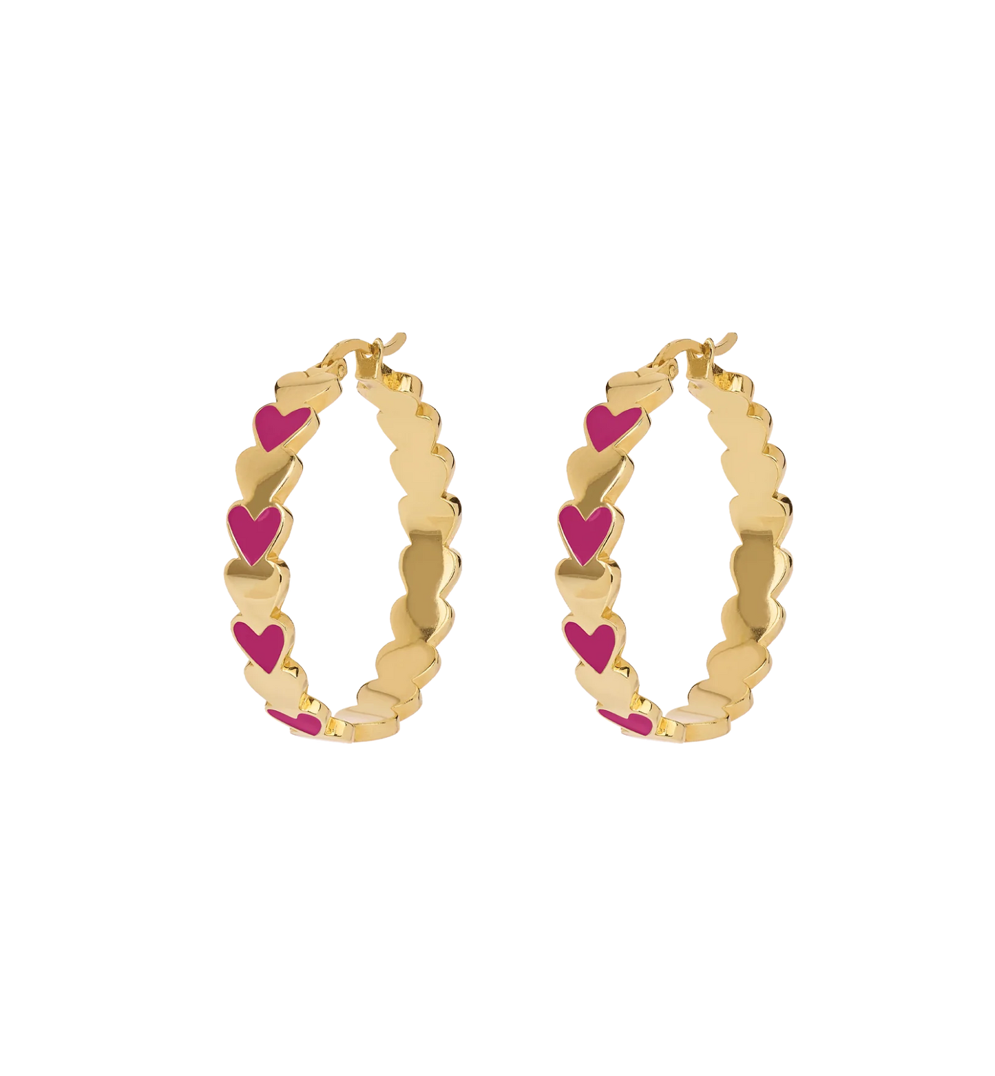 Large beloved mauve hoop earrings gold plated (set)