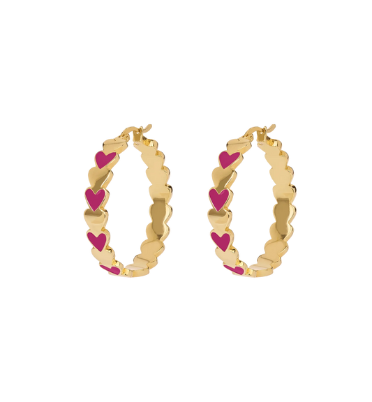 Large beloved mauve hoop earrings gold plated (set)