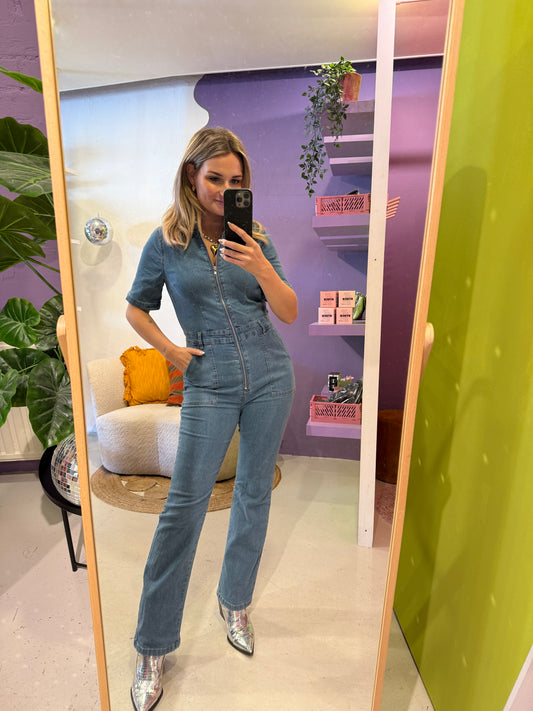 Denim jumpsuit stretch blue